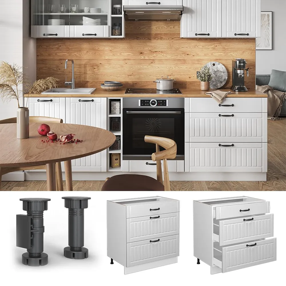 Vicco Fame-Line Mobiletto base per cucina, Bianco country, 80 cm - immagine 5