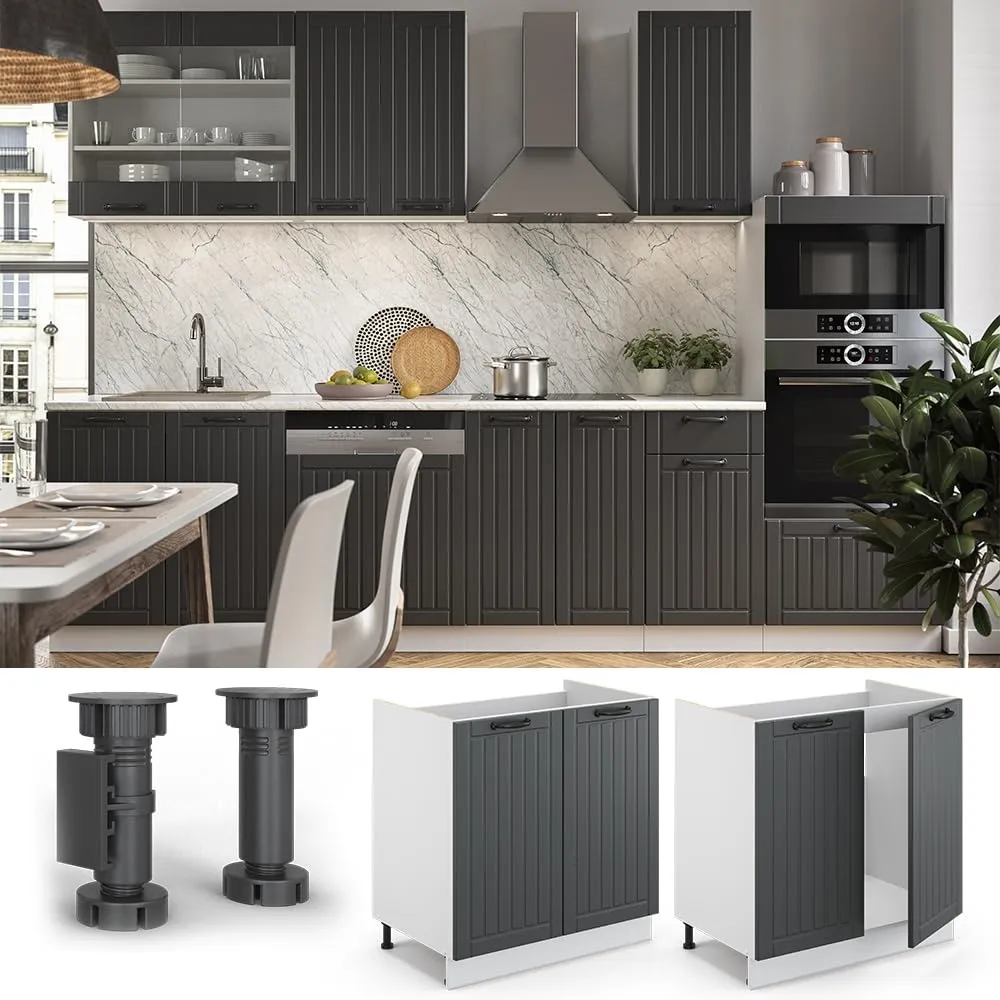 Vicco Mobile Lavello Cucina Fame-Line, Antracite Country, 80 cm - immagine 5