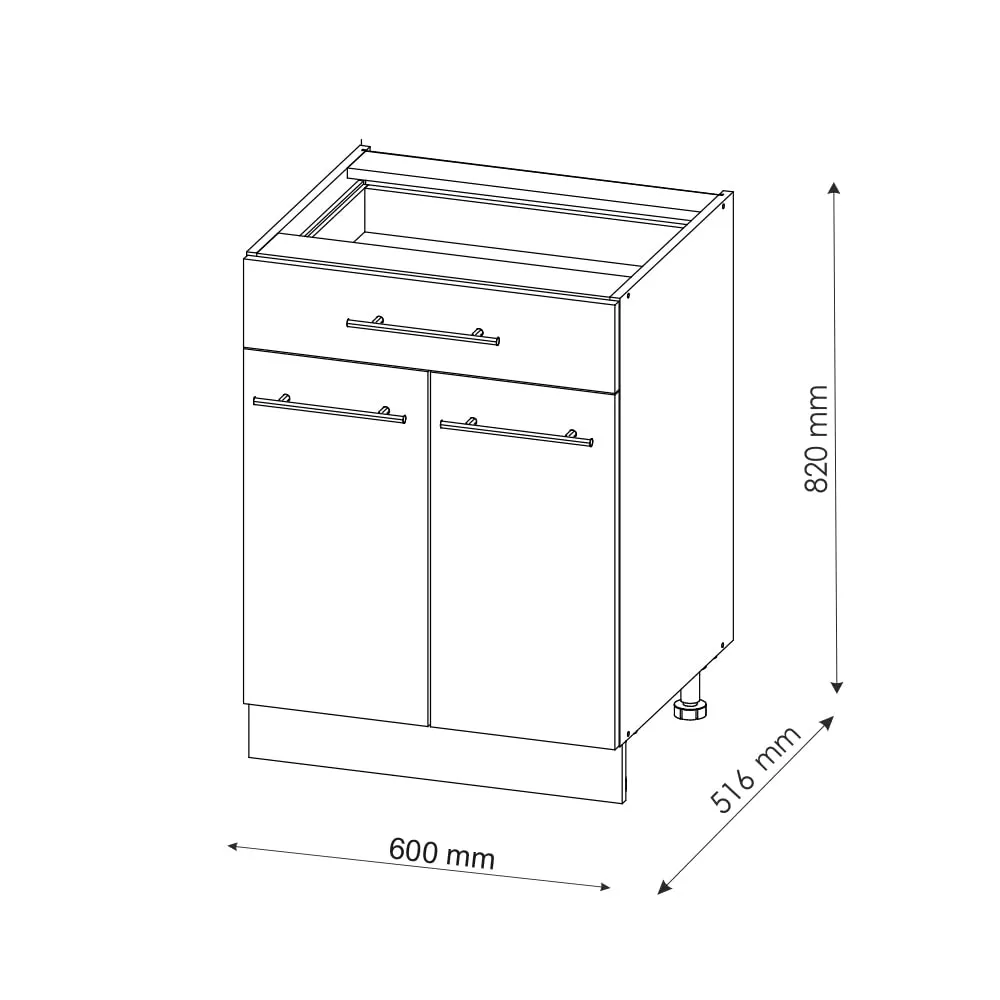 Vicco Mobiletto base per cucina Fame-Line, Antracite country, 60 cm - immagine 3