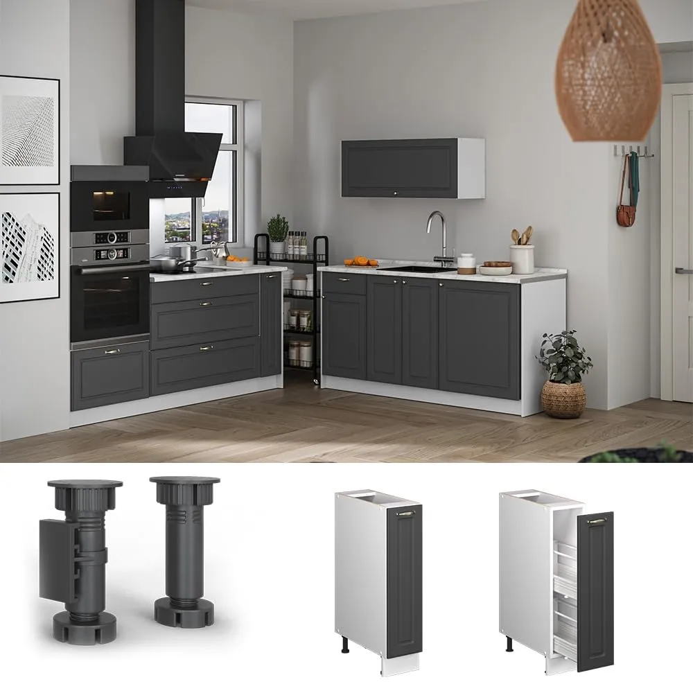 Vicco Mobiletto Base per Cucina Fame-Line, Antracite-Oro, 80 cm - immagine 5