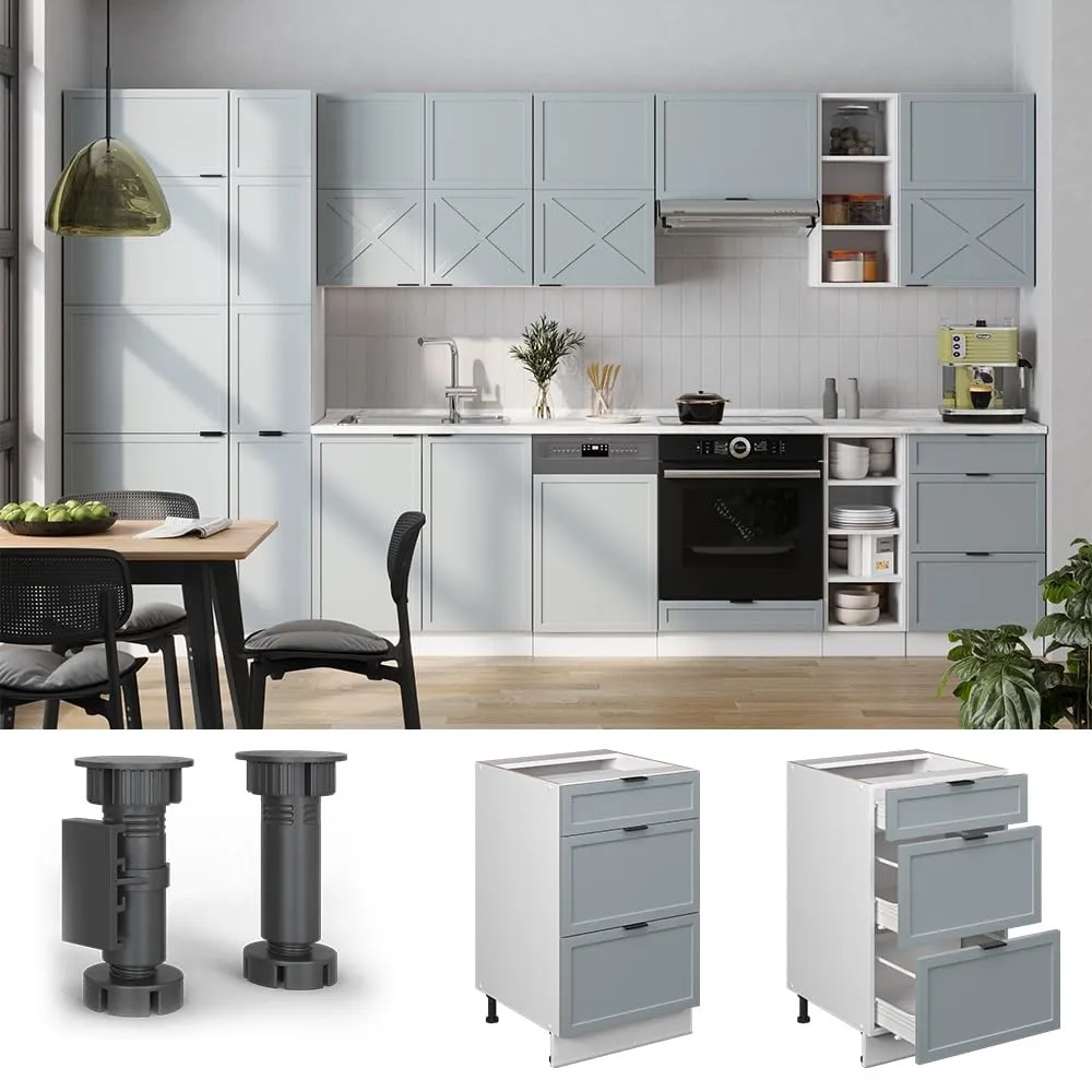 Vicco Fame-Line Mobiletto base per cucina, Blu-grigio chiaro, 50 cm - immagine 3