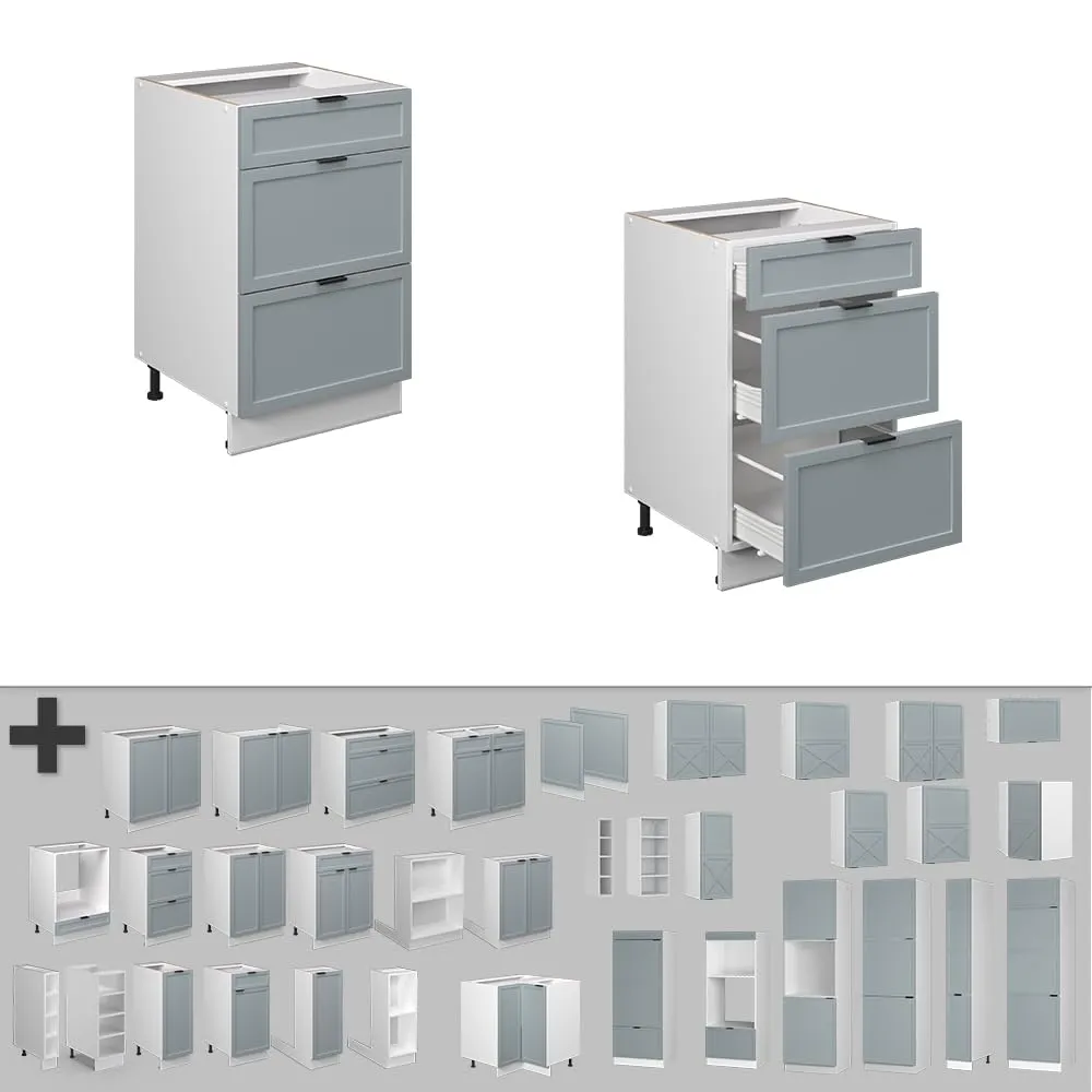 Vicco Fame-Line Mobiletto base per cucina, Blu-grigio chiaro, 50 cm - immagine 5