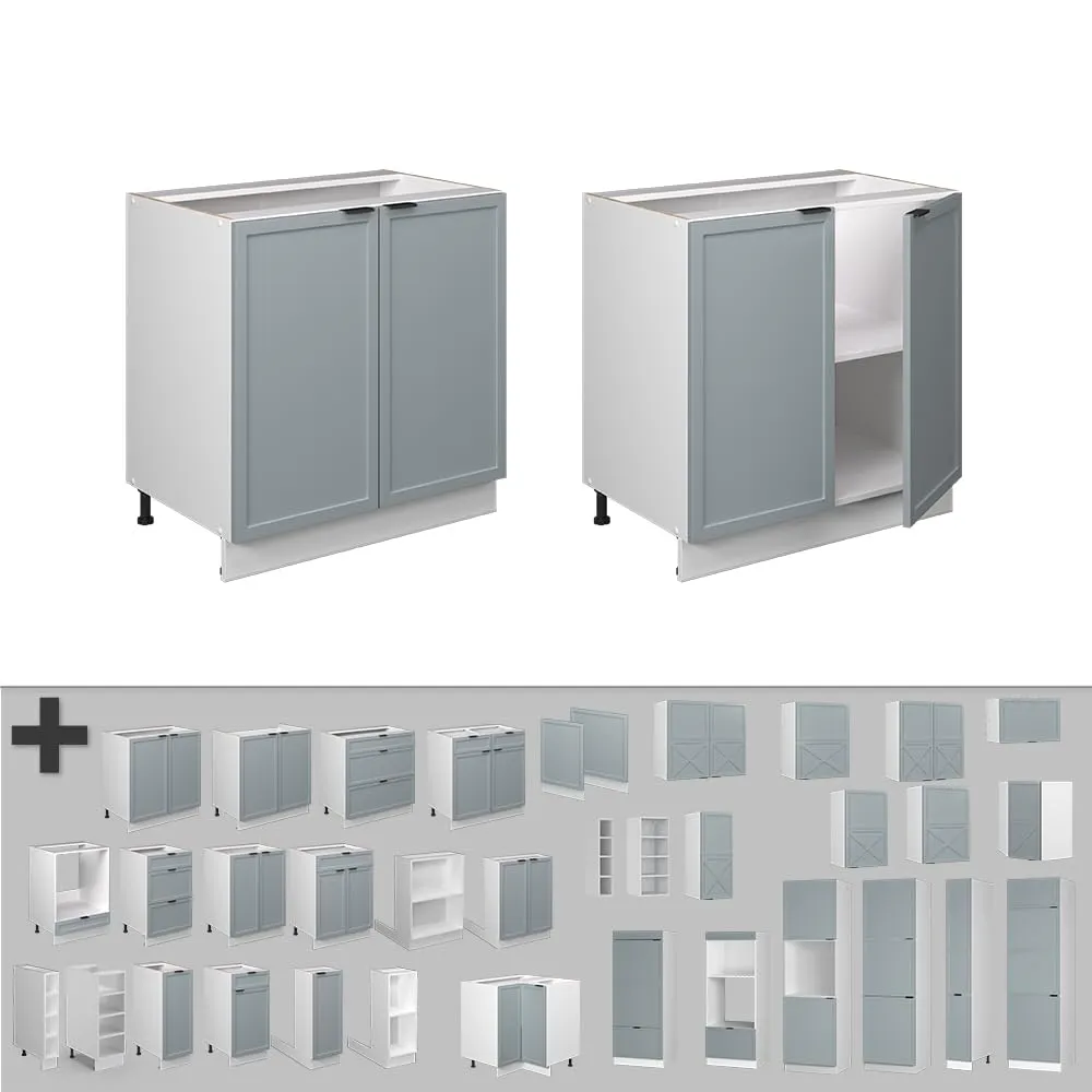 Vicco Fame-Line Mobiletto Base Cucina, Blu-grigio chiaro/Bianco, 80 cm - immagine 6