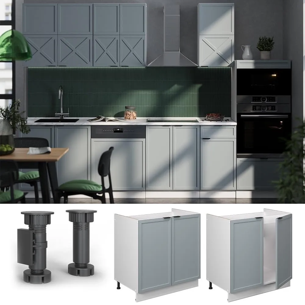 Vicco Mobile Lavello Cucina Fame-Line, Blu-Grigio Chiaro, 80 cm - immagine 4