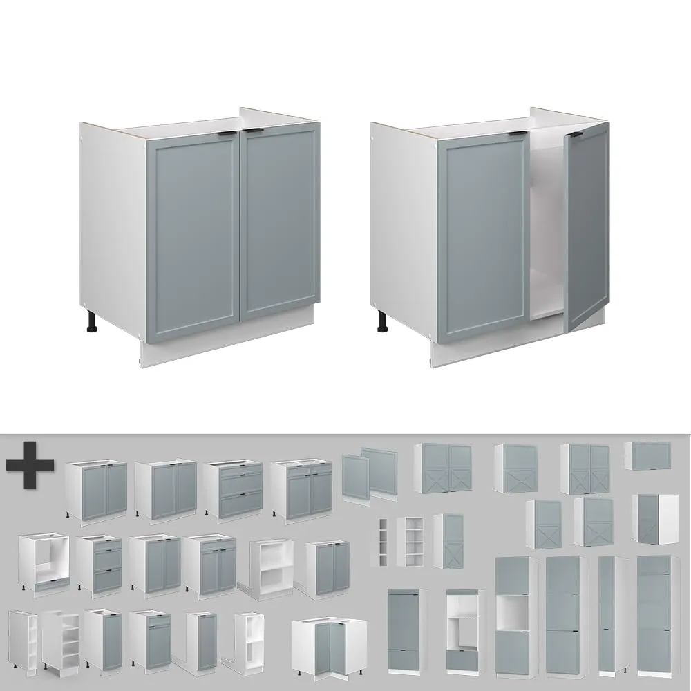 Vicco Mobile Lavello Cucina Fame-Line, Blu-Grigio Chiaro, 80 cm - immagine 6