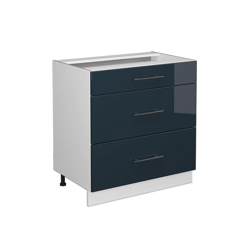 Vicco Mobiletto Base per Cucina Fame-Line, Blu Scuro Lucido, 80 cm - immagine 1
