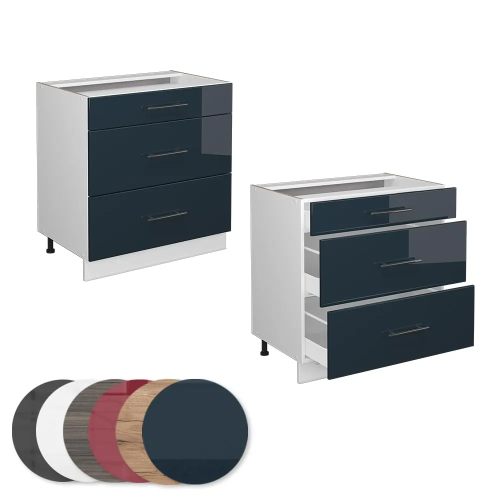 Vicco Mobiletto Base per Cucina Fame-Line, Blu Scuro Lucido, 80 cm - immagine 6