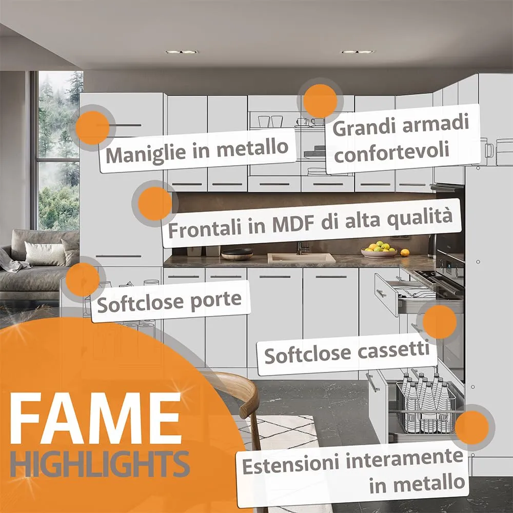 Vicco Mobiletto Base per Cucina Fame-Line, Blu Scuro Lucido, 80 cm - immagine 9