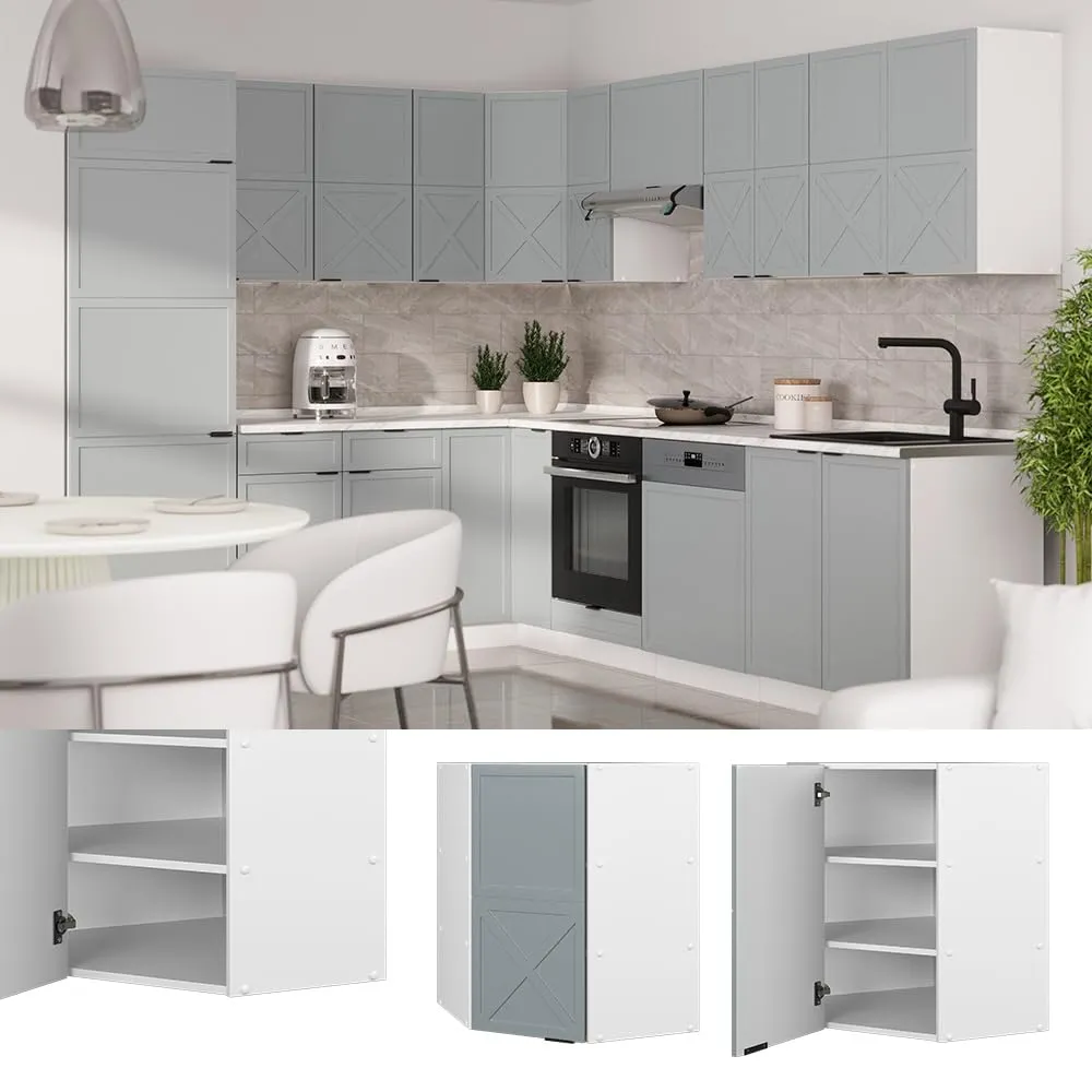 Vicco Fame-Line Mobile Angolare da Cucina, Blu-grigio Chiaro, 57 cm - immagine 2