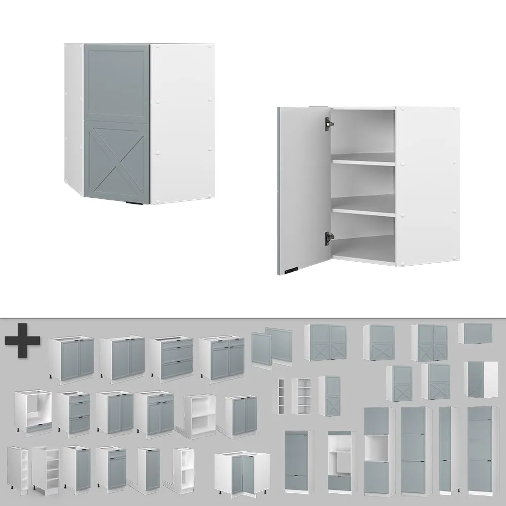 Vicco Fame-Line Mobile Angolare da Cucina, Blu-grigio Chiaro, 57 cm - immagine 5