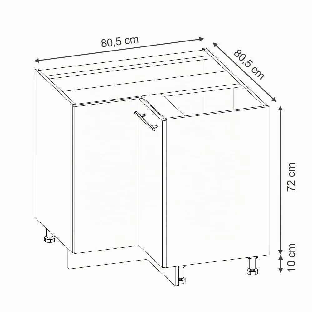 Vicco Fame-Line Mobile ad angolo cucina, Blu scuro lucido, 80.5 cm - immagine 2