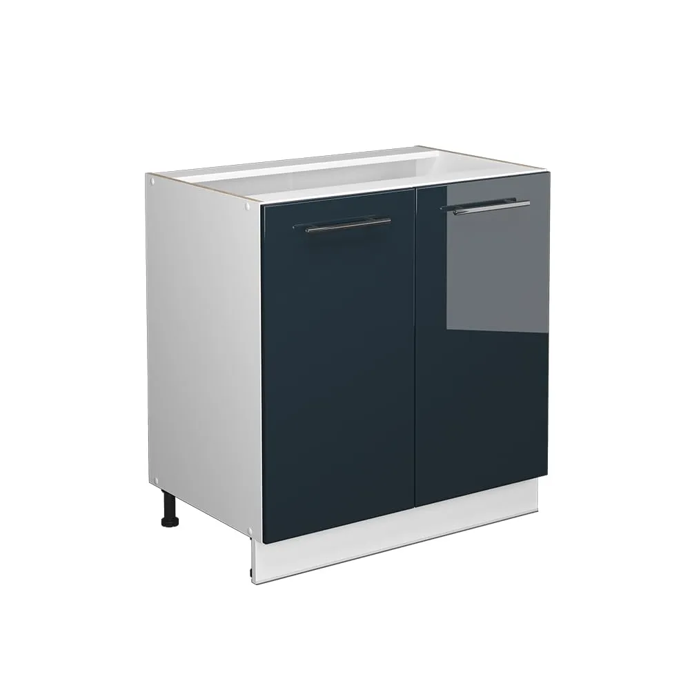Vicco Mobiletto base cucina Fame-Line, Blu scuro lucido/Bianco, 80 cm - immagine 1
