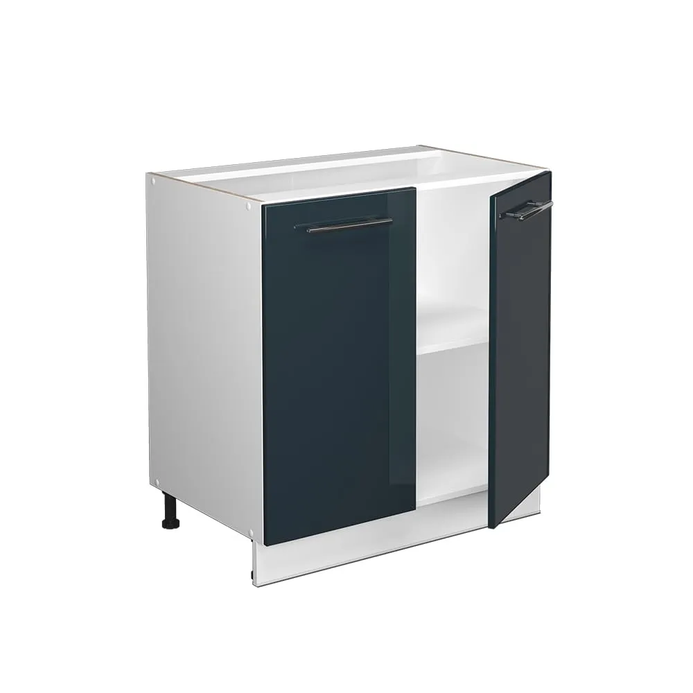 Vicco Mobiletto base cucina Fame-Line, Blu scuro lucido/Bianco, 80 cm - immagine 5