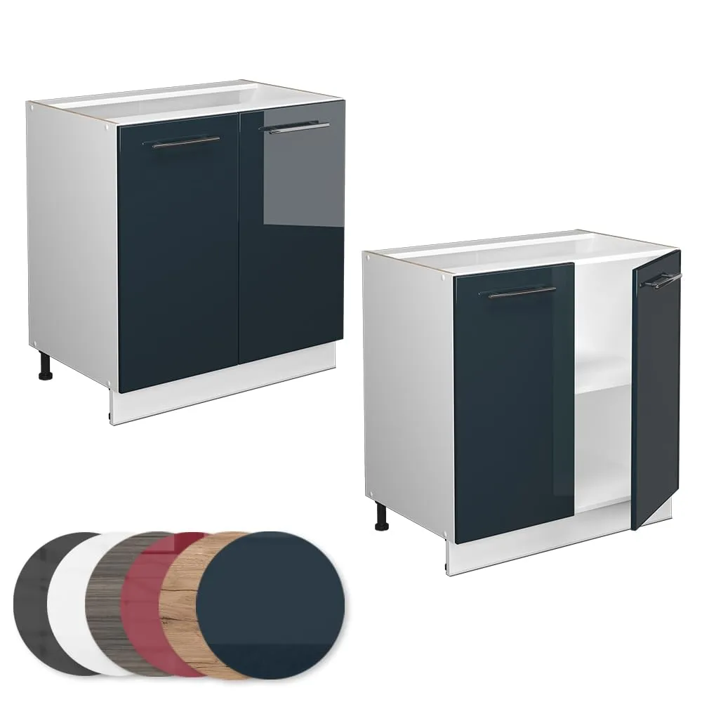 Vicco Mobiletto base cucina Fame-Line, Blu scuro lucido/Bianco, 80 cm - immagine 6