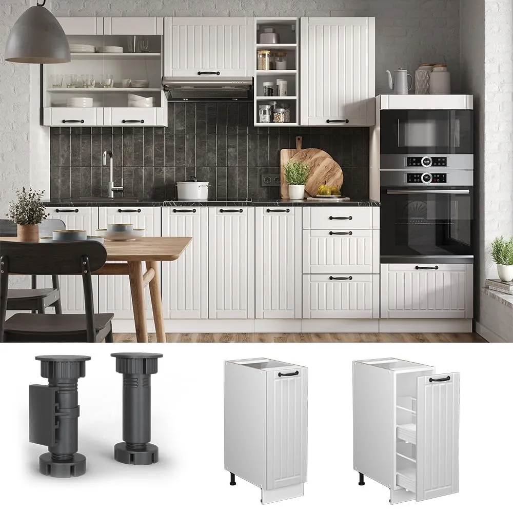 Vicco Fame-Line Colonna Dispensa Cucina, Bianco Country, 30 cm - immagine 4