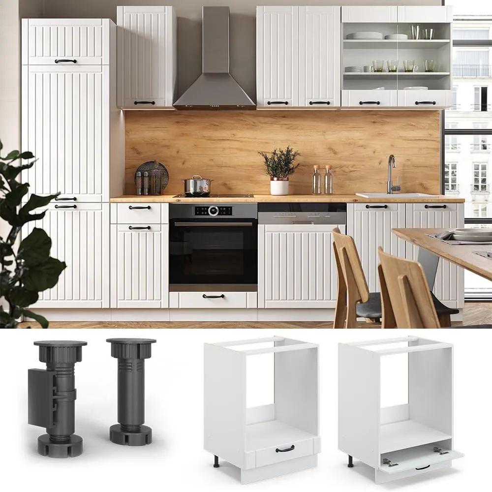 Vicco Mobile per forno da incasso Fame-Line, Bianco Country, 60 cm - immagine 5