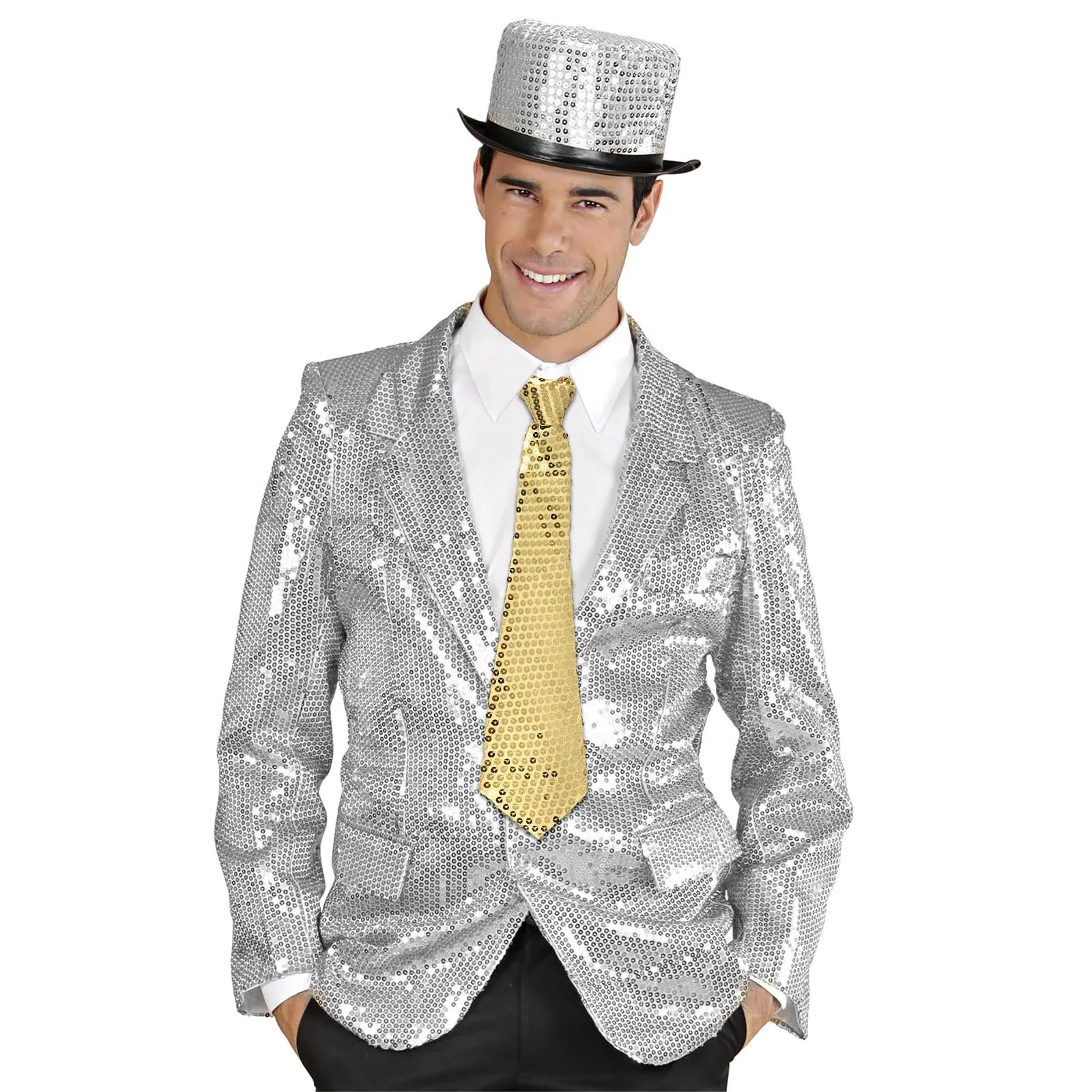 YUEXNKO Cravatta Regolabile Glitterata con Paillettes per Uomo e Donna, Oro - immagine 6