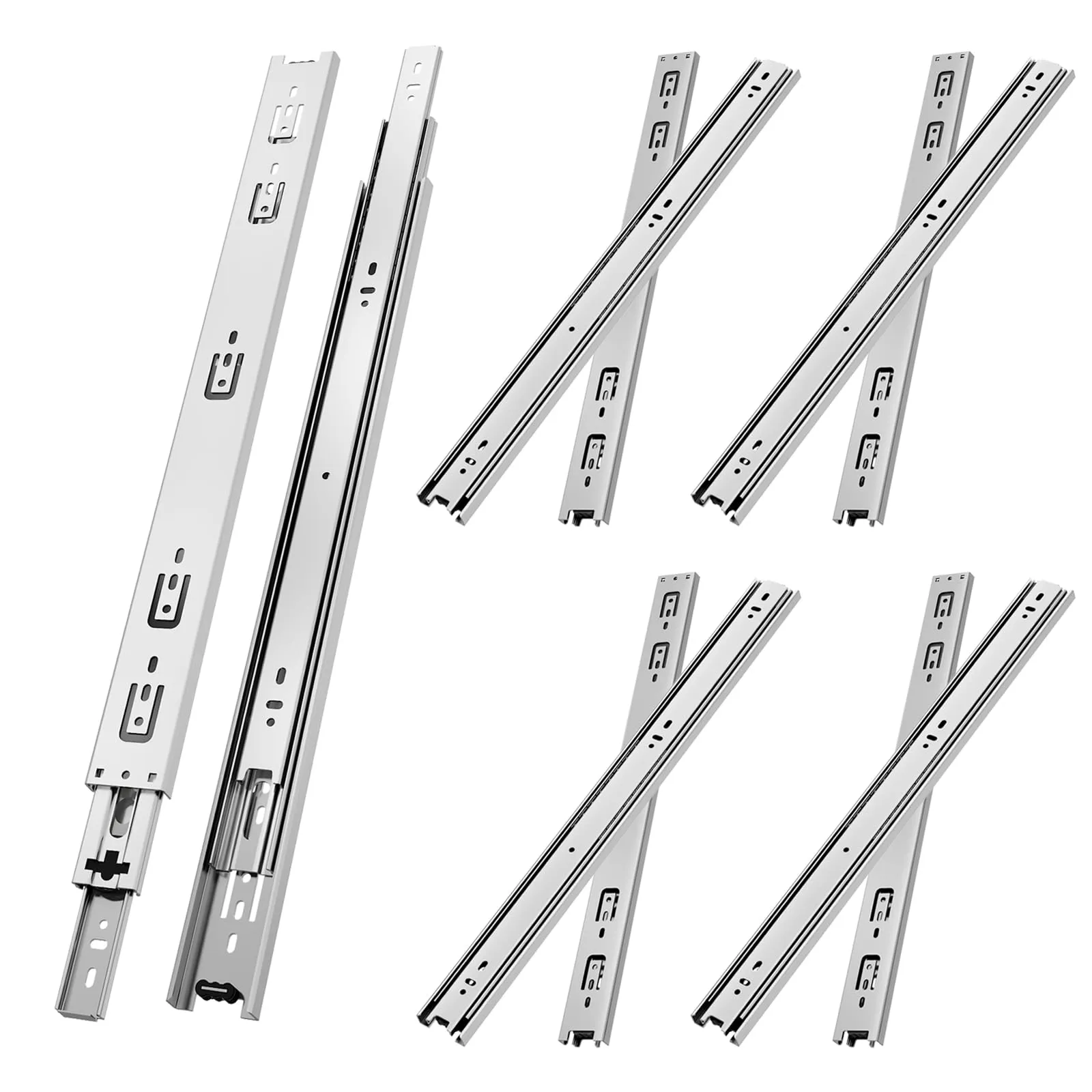 NECILO Guide per Cassetti 250 mm, Portata 45 kg, Estrazione Totale (5 Coppie) - immagine 1