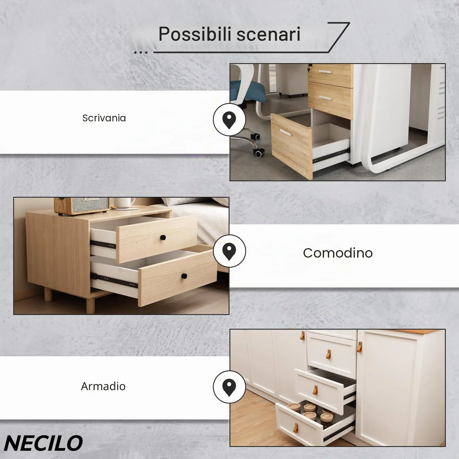 NECILO Guide Ammortizzate per Cassetti 400 mm, Estrazione Totale - immagine 8