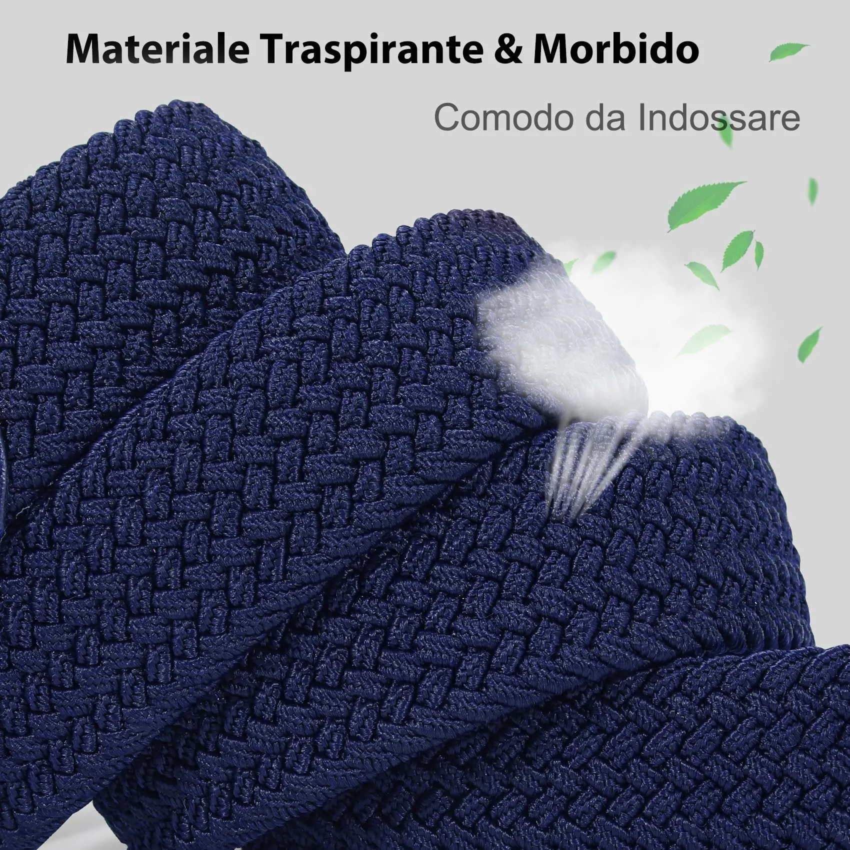 VONMELLI Cintura Elastica Intrecciata da Uomo, Regolabile, Blu, L - immagine 3