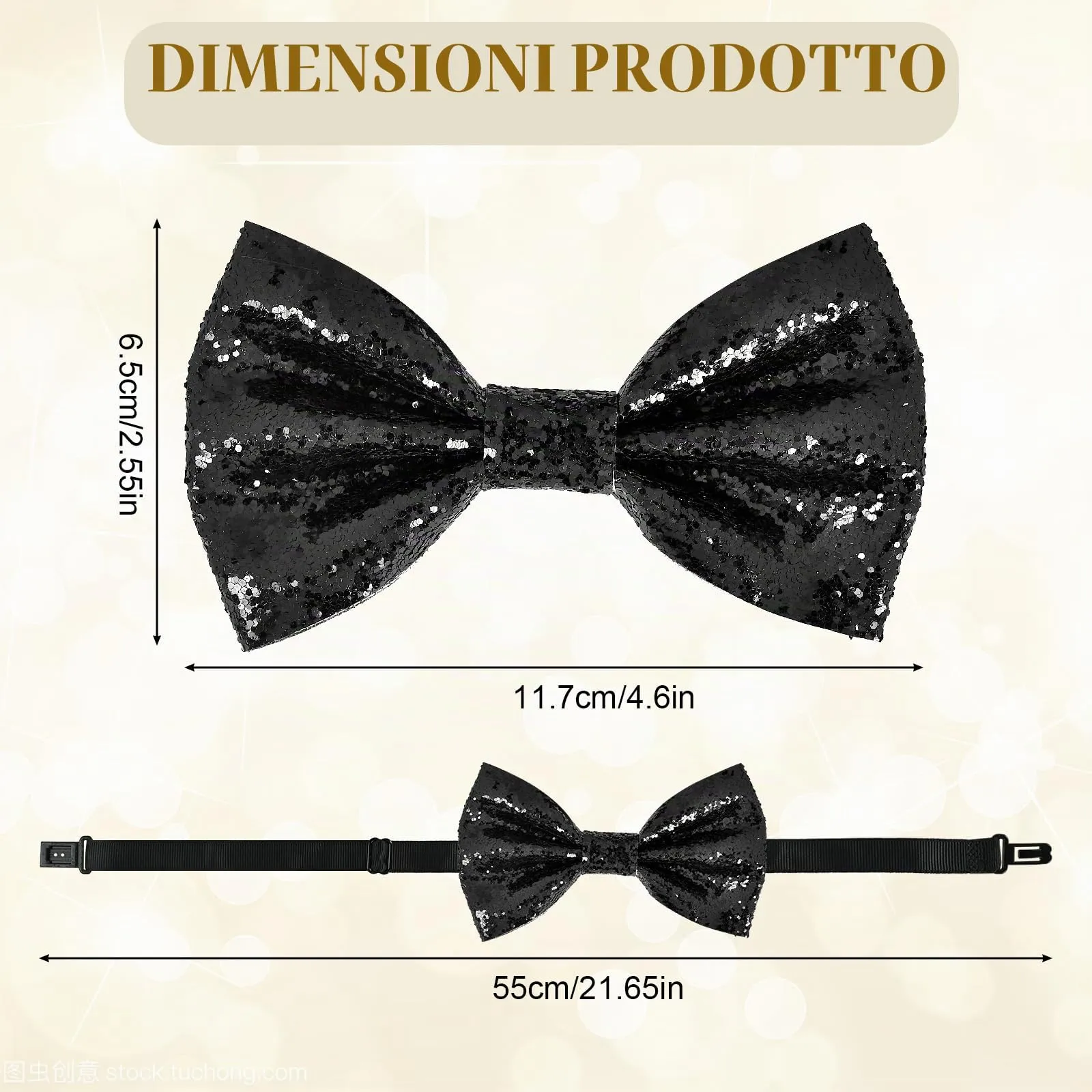 YUEXNKO Cravatta e Guanti Paillettes per Costumi Party - immagine 2