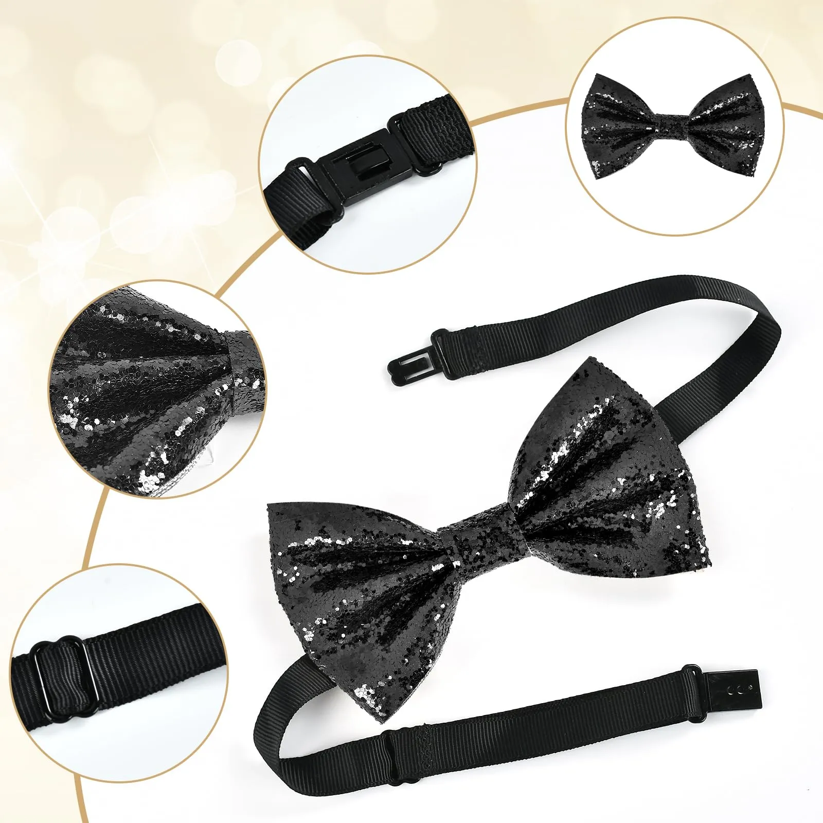 YUEXNKO Cravatta e Guanti Paillettes per Costumi Party - immagine 3