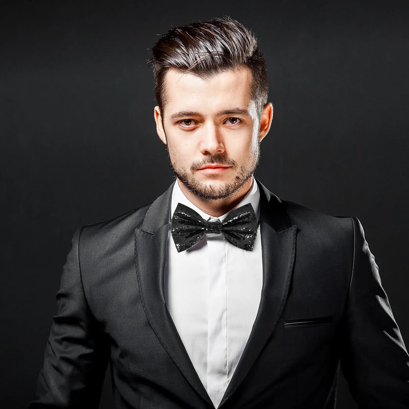 YUEXNKO Cravatta e Guanti Paillettes per Costumi Party - immagine 5