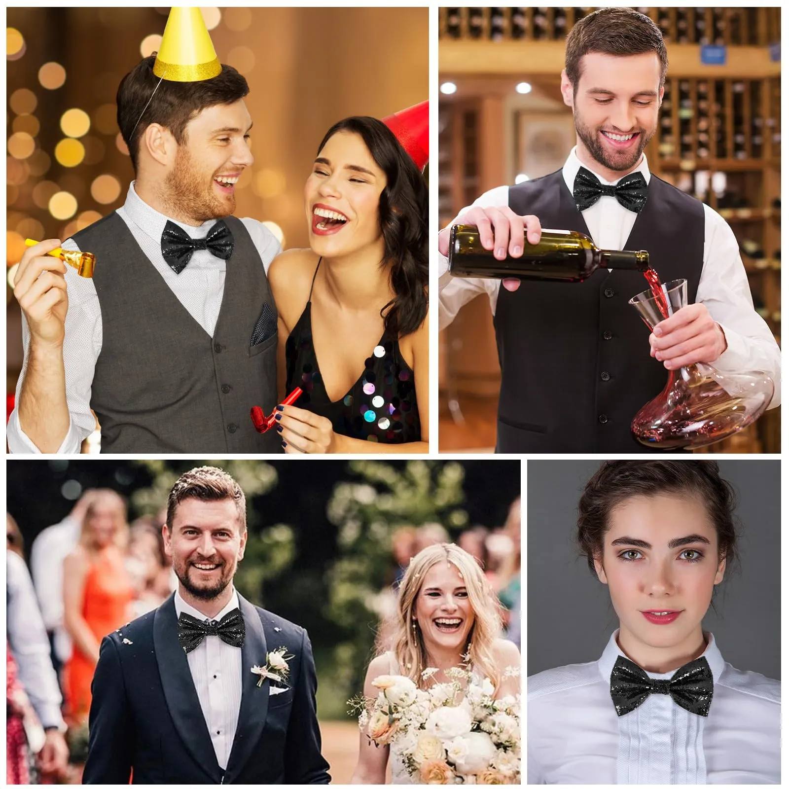 YUEXNKO Cravatta e Guanti Paillettes per Costumi Party - immagine 7
