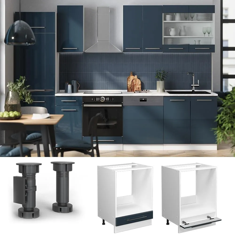 Vicco Fame-Line Mobile per Forno da Incasso, Blu Scuro Lucido, 60 cm - immagine 4