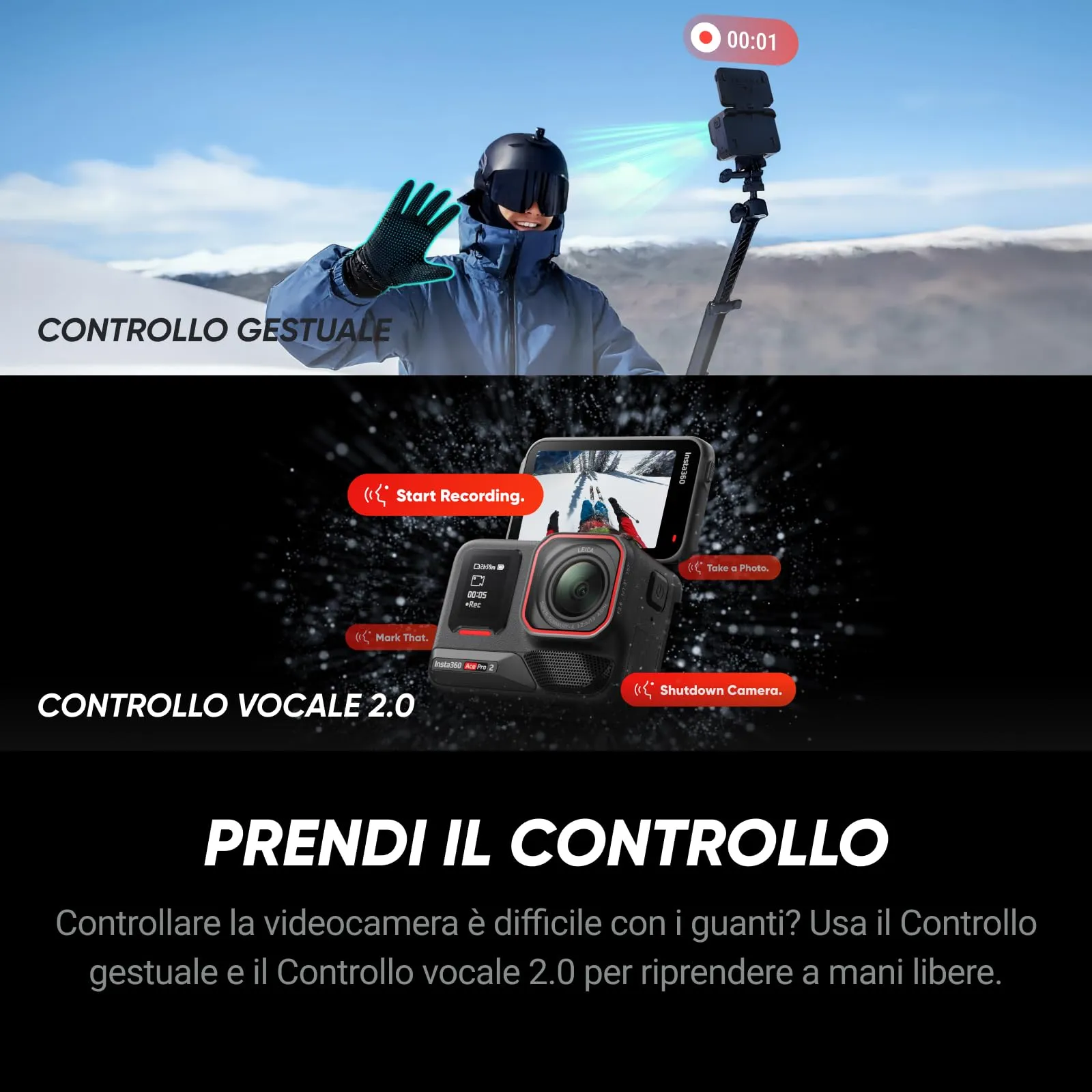 Insta360 Ace Pro 2 Pack Sci Action Cam 8K Leica 1/1.3" Sensor - immagine 11