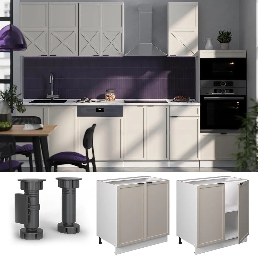 Vicco Mobiletto Base Cucina Fame-Line, GrigioBeige/Bianco, 80 cm - immagine 5