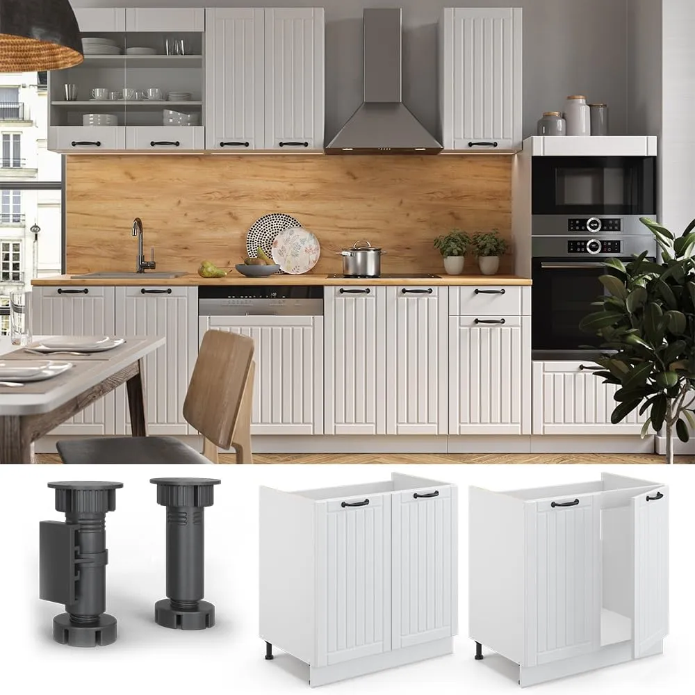 Vicco Mobile Lavello Cucina Fame-Line, Bianco Country, 80 cm - immagine 5