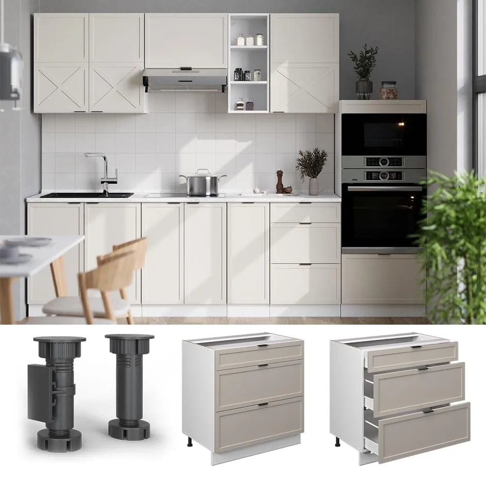 Vicco Mobiletto Base per Cucina Fame-Line, GrigioBeige, 80 cm - immagine 5
