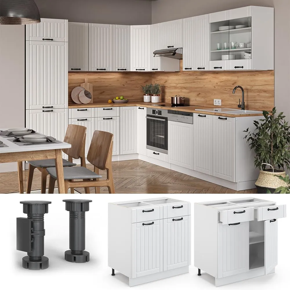 Vicco Mobiletto base per cucina Fame-Line, Bianco country, 80 cm - immagine 5