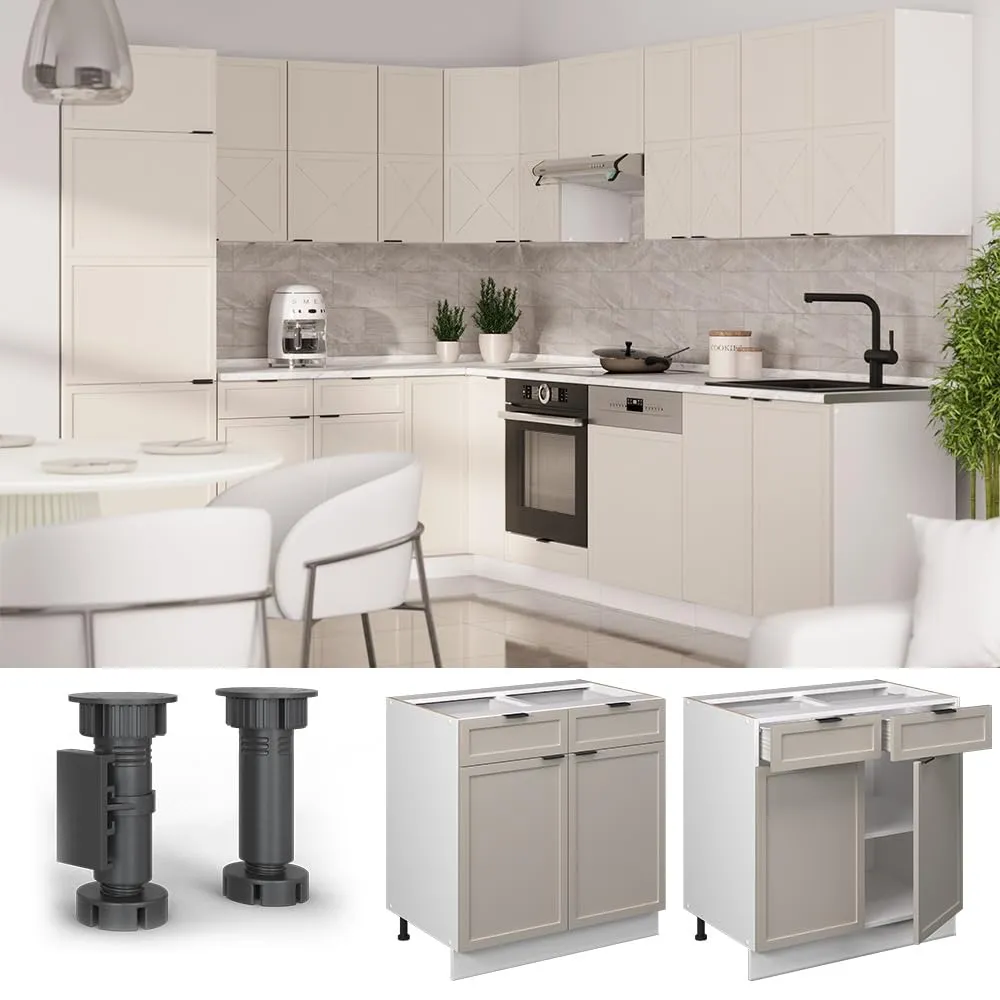 Vicco Mobiletto base per cucina Fame-Line, GrigioBeige, 80 cm - immagine 5