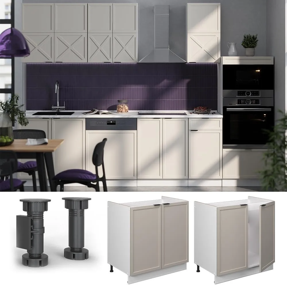 Vicco Mobile lavello cucina Fame-Line, GrigioBeige, 80 cm - immagine 5