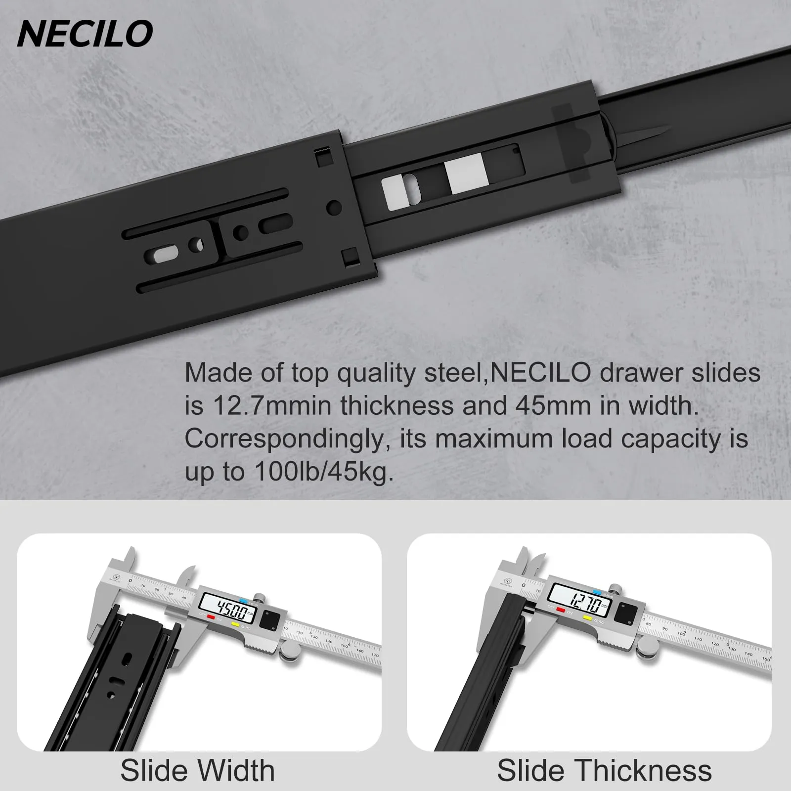 NECILO Guide Ammortizzate per Cassetti 350 mm, Estrazione Totale - immagine 3