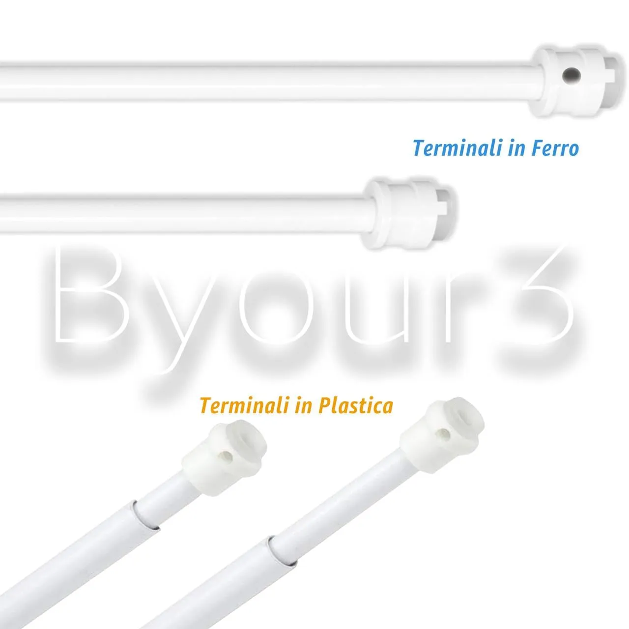 Byour3 Bastoni per Tende a Pressione Estensibili per Porta e Finestra, Cromo (24-37 cm) - immagine 4