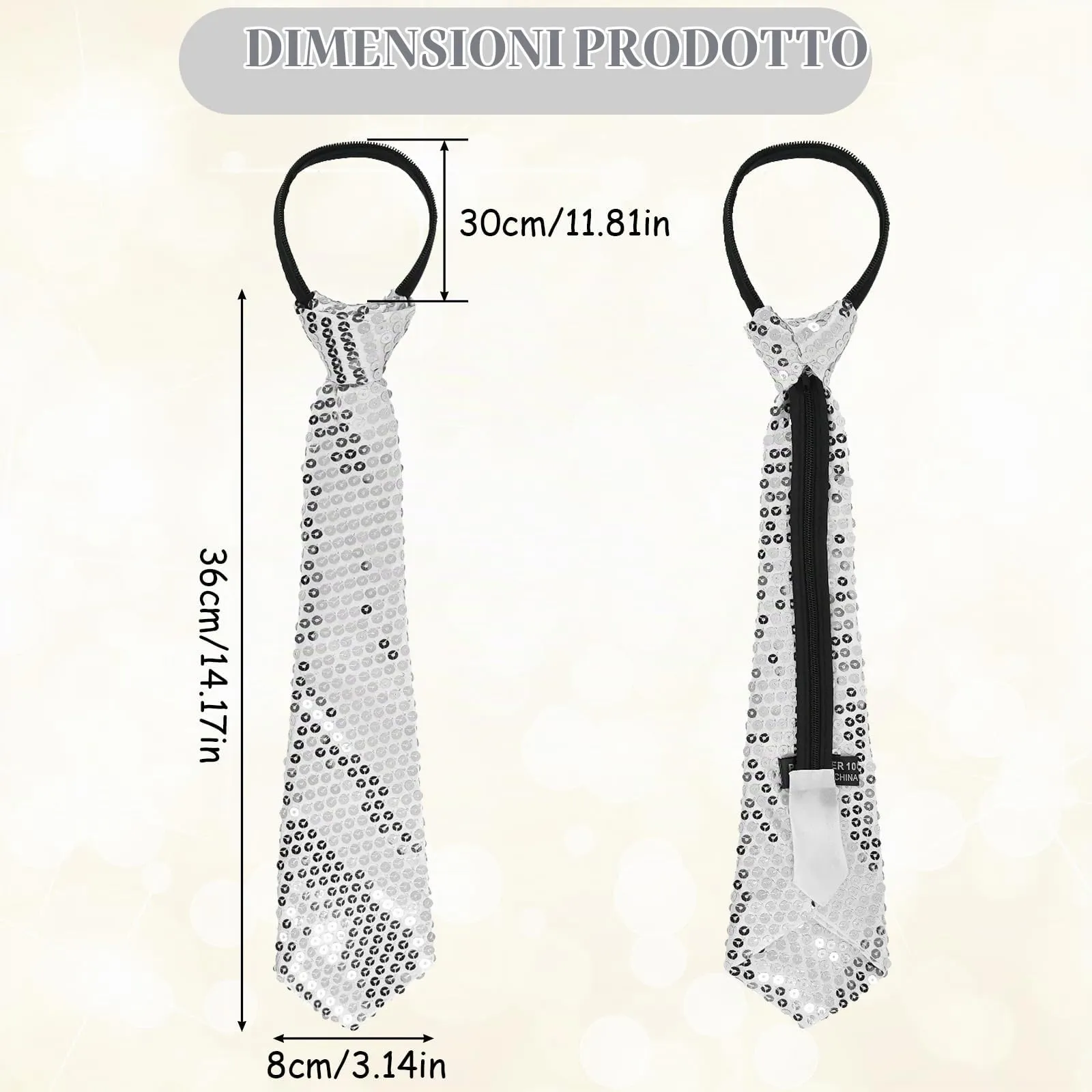 YUEXNKO Cravatta e Guanti Paillettes per Party e Festa - immagine 2