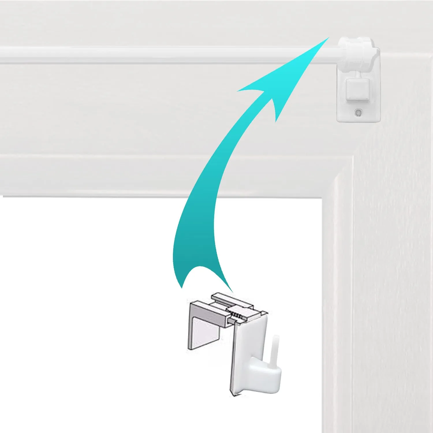 Byour3 Bastoni a Pressione per Tende a Vetro, Bacchette Estensibili Telescopiche per Porta Finestra, Bianco (da 37 a 63 cm) - immagine 6