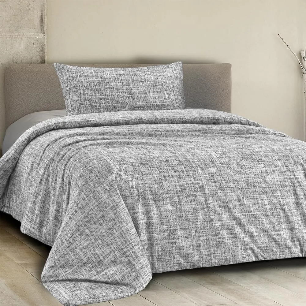 Dorian Home Set Copripiumino Una Piazza e Mezza 200x210 cm in Cotone con Federa, Canva Grigio - immagine 1
