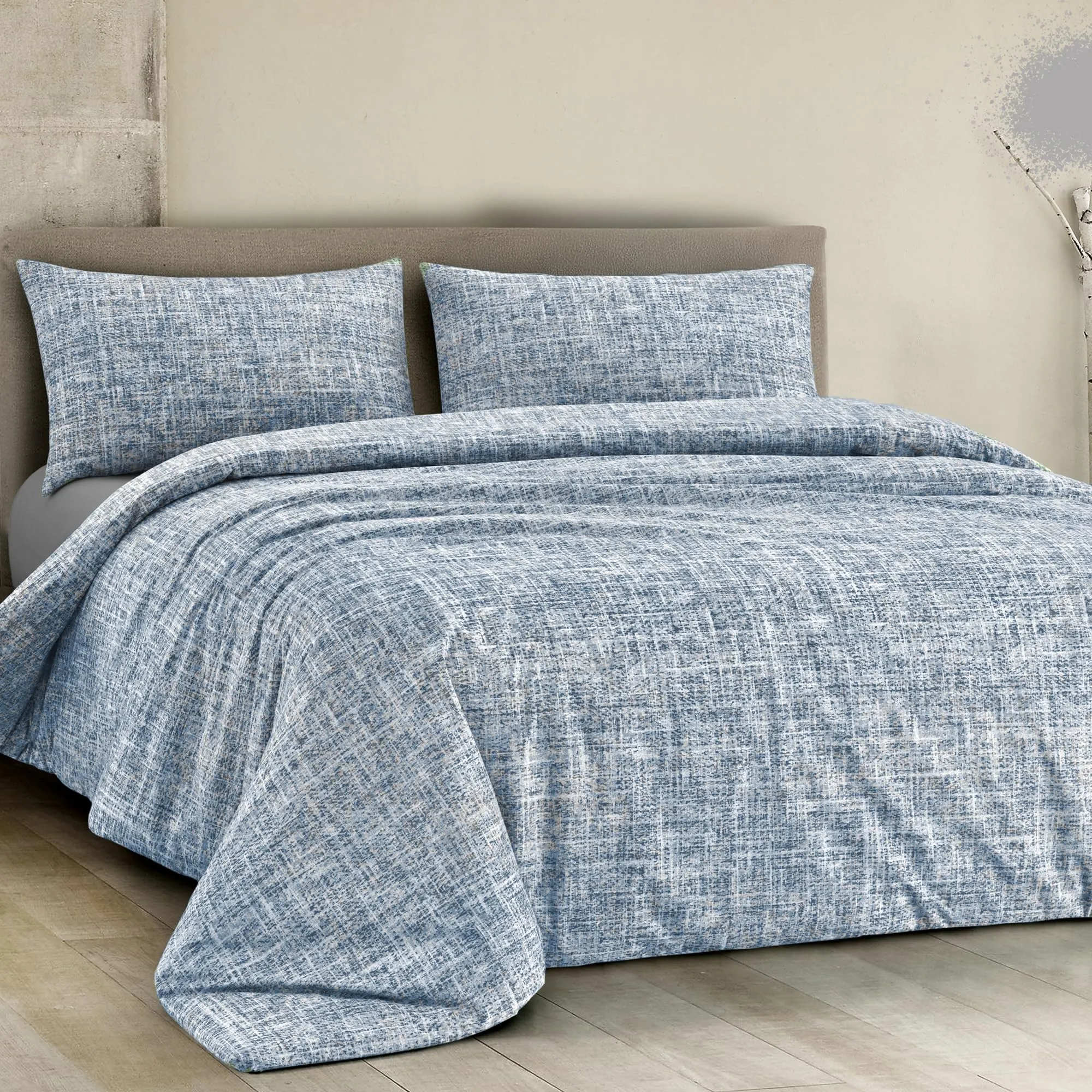Dorian Home Copripiumino Matrimoniale in Cotone 250x210 cm con 2 Federe, Canva Blu - immagine 1