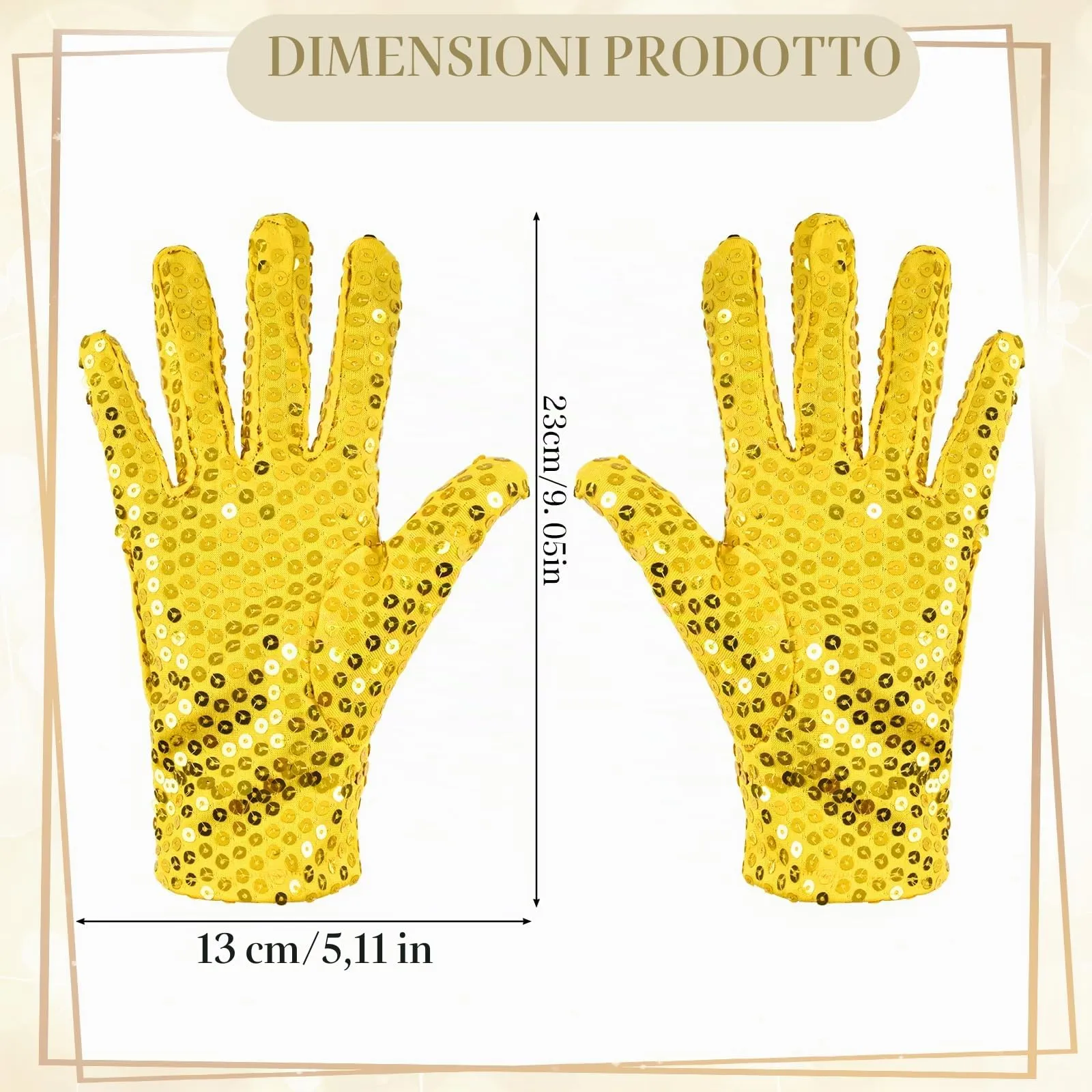 YUEXNKO Guanti Unisex con Paillettes Scintillanti, Oro - immagine 2