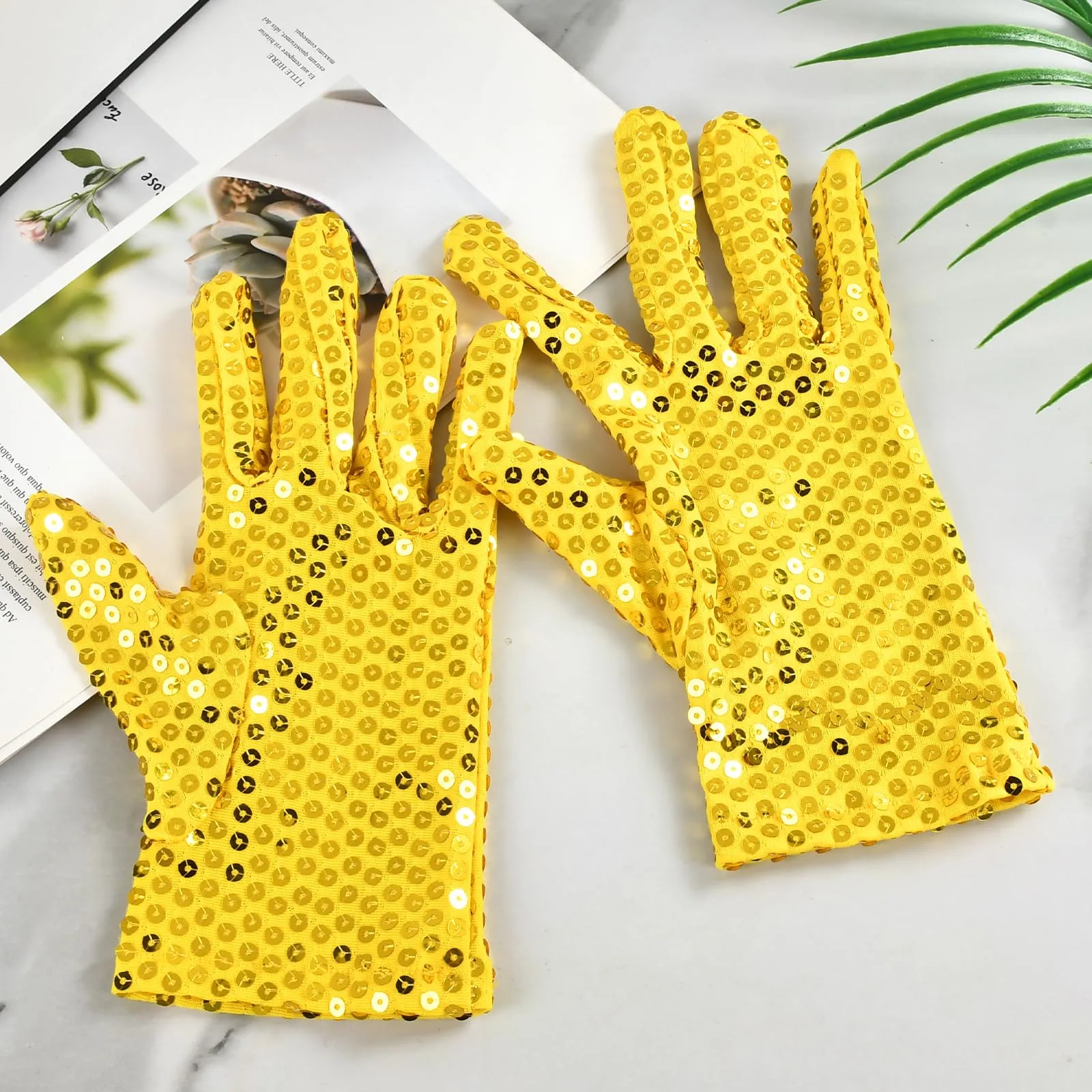 YUEXNKO Guanti Unisex con Paillettes Scintillanti, Oro - immagine 3