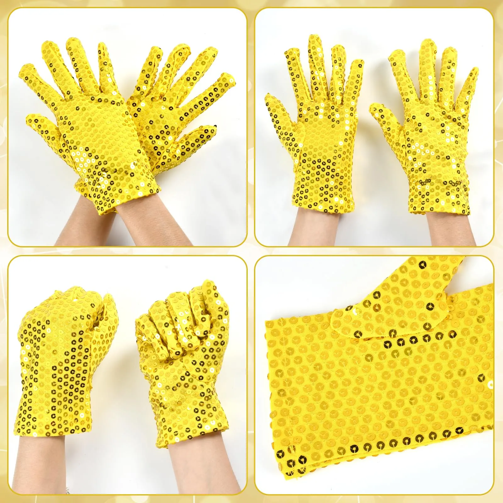 YUEXNKO Guanti Unisex con Paillettes Scintillanti, Oro - immagine 4