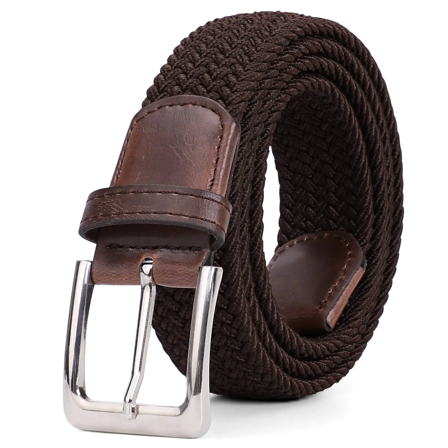 VONMELLI Cintura Elastica Intrecciata Uomo Regolabile, Caffè, M - immagine 1