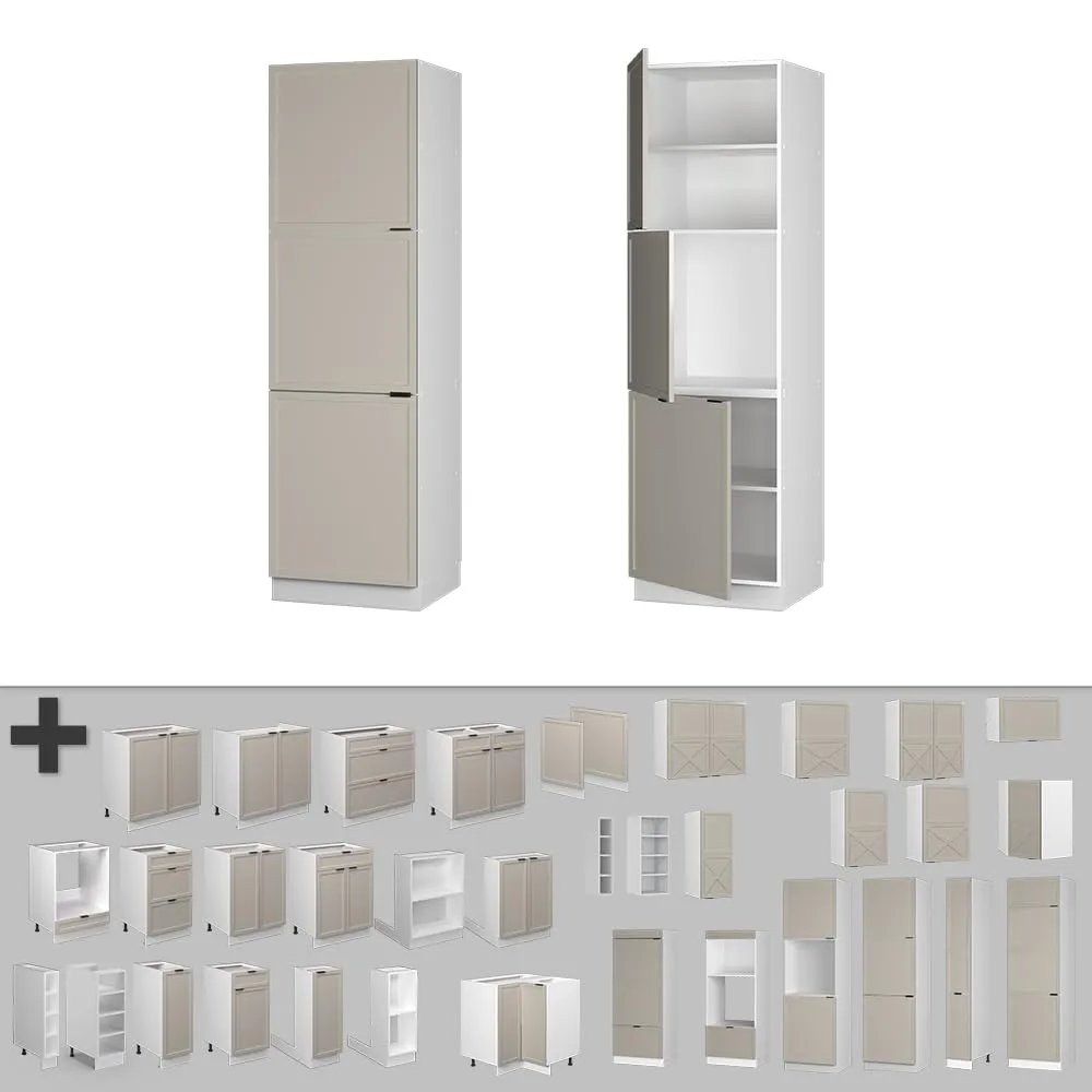 Vicco Mobile Cucina Dispensa Fame-Line, GrigioBeige/Bianco, 60 cm - immagine 5