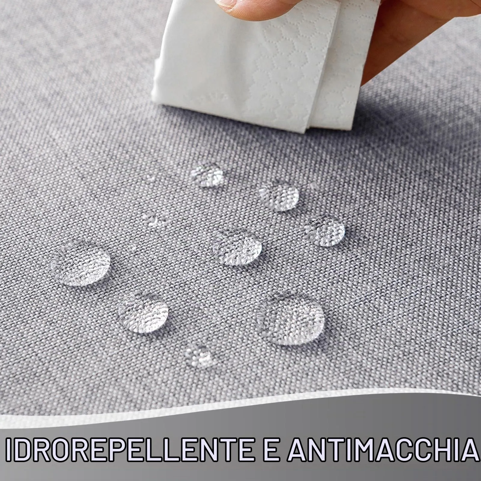 Softalker Tovaglia Rotonda in Finto Lino Grigio, 160 cm, Antimacchia e Idrorepellente - immagine 3