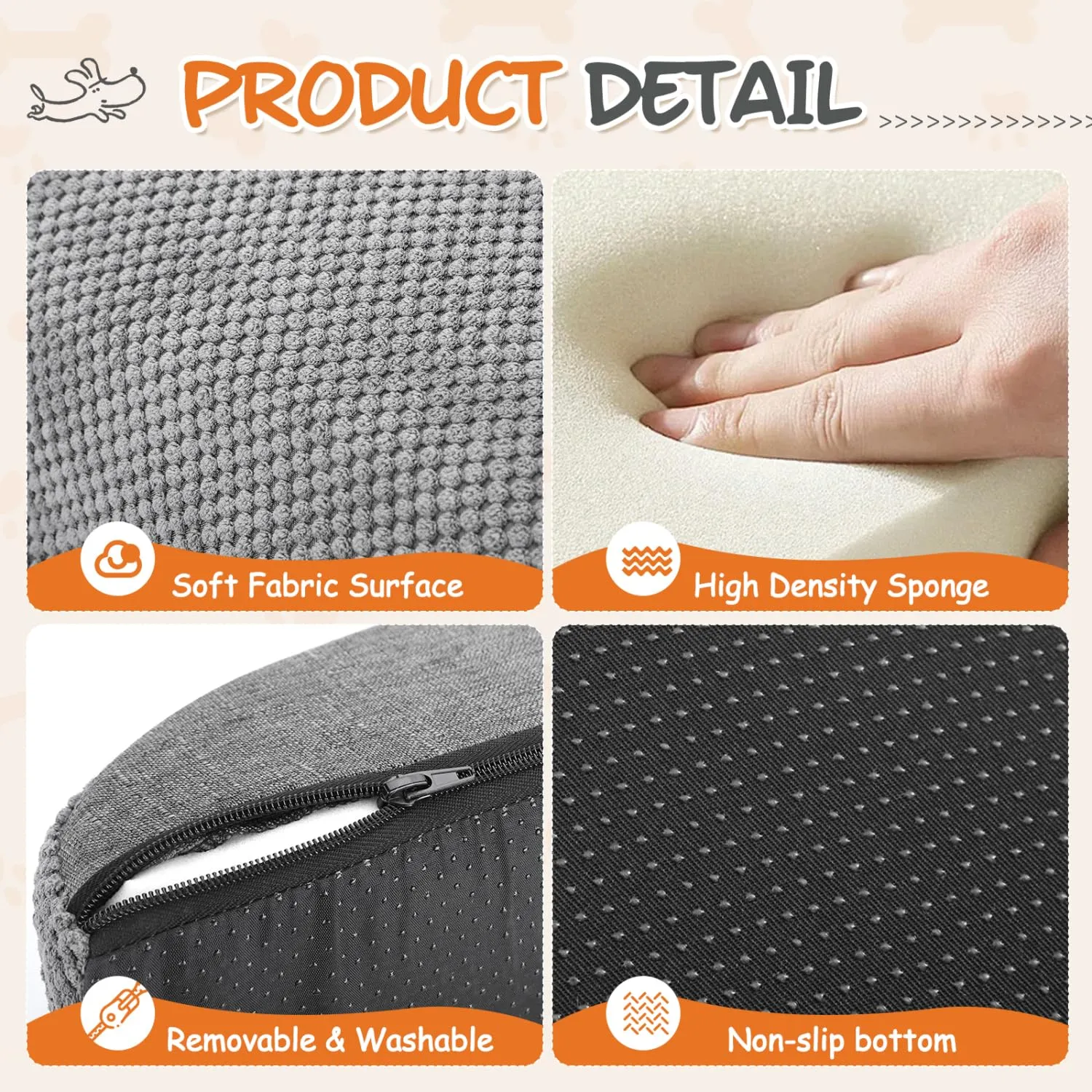 Nobleza Scaletta per Cani e Gatti, 3 Gradini, Rampa in Spugna con Rullo Antipelucchi, Grigio, 57x40x40cm - immagine 3