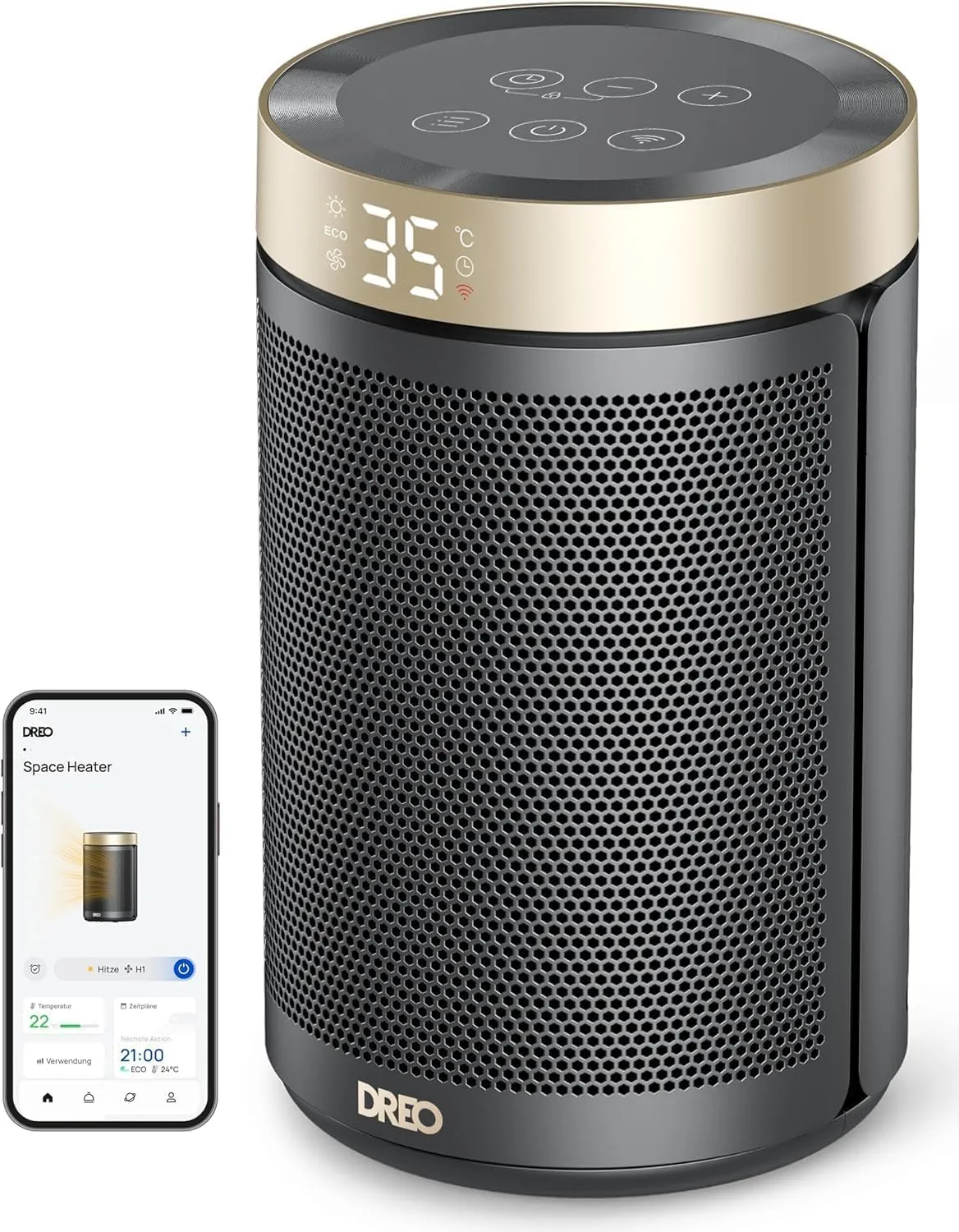Stufa Elettrica Dreo 1500W con Termostato, 3 Modalità, Timer 12 Ore e Protezione Surriscaldamento/Ribaltamento - immagine 1